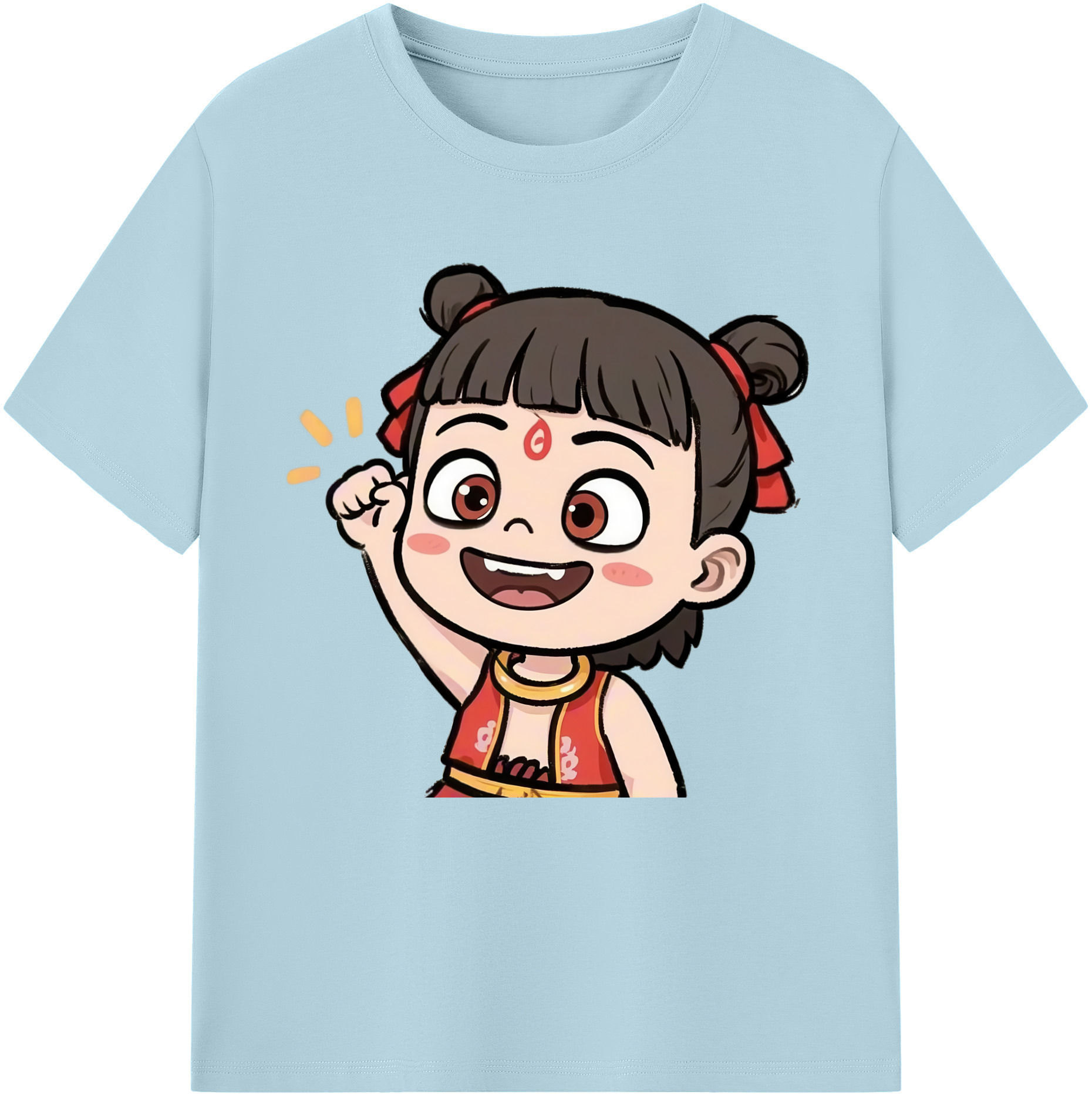 （画像用） Ne Zha 2 ナタ 魔童の大暴れ 綿100％半袖Tシャツ（フロントプリント）
